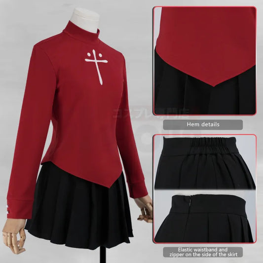 Fate Stay Night - Rin Tohsaka Cosplay, full outfit (Top, Skirt, Socks)