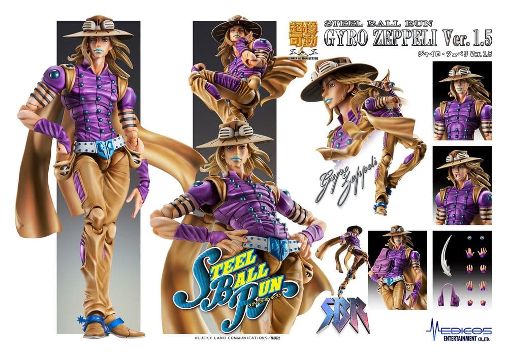 JoJo's Bizarre Adventure - Gyro Zeppeli, Part 7: Steel Ball Run Super Action Actionfigur Chozokado Ver.1.5 16 cm