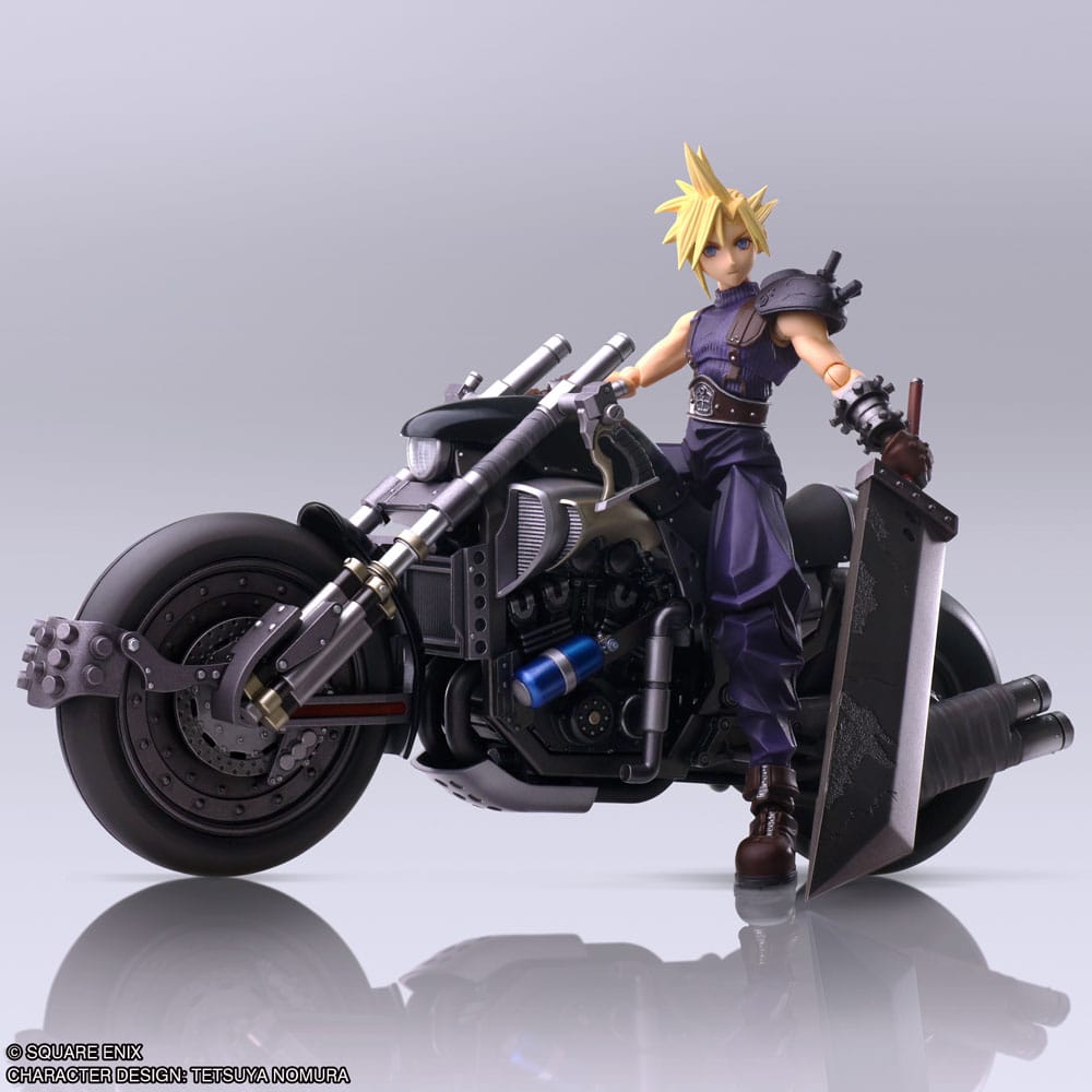 Final Fantasy VII - Cloud Strife & Hardy-Daytona Bring Arts Actionfigur und Fahrzeug 15 cm