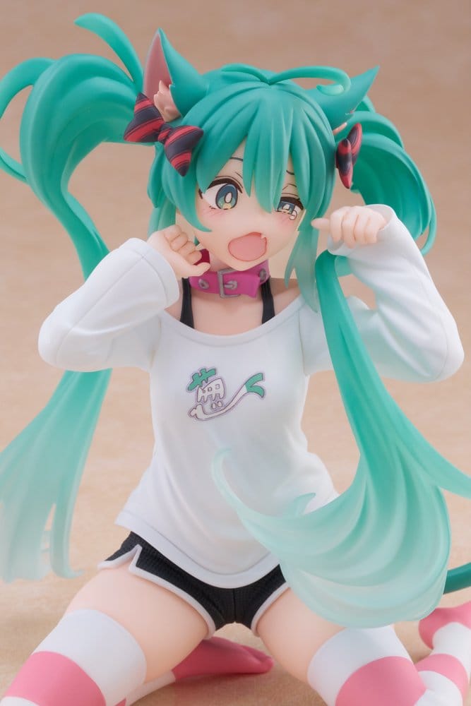 Hatsune Miku - Hatsune Miku Cat Ear, PVC Statue Desktop Cute Figure T-Shirt Ver. 13 cm