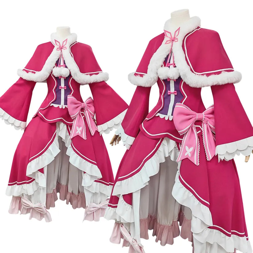 Re:Zero - Beatrice, Cosplay full Outfit (Top, Shawl, Waist bowknot, Skirt&Deco, Hair Accessories, Tights, Collar Accessory)