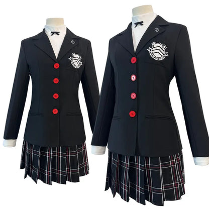 Persona 5 - School Uniform (Kasumi Yoshizawa) Cosplay, full costume (Skirt, Top, Coat, Suspender, Badge)
