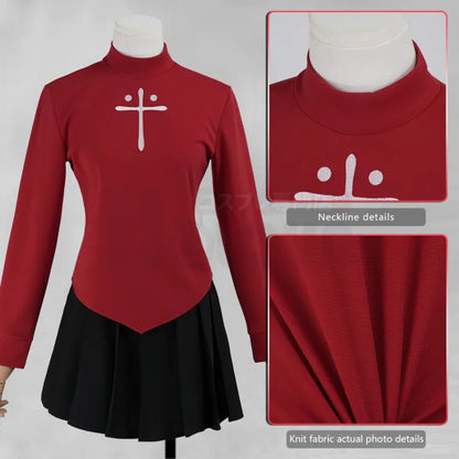Fate Stay Night - Rin Tohsaka Cosplay, full outfit (Top, Skirt, Socks)