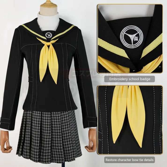 Persona 4 - School Uniform (Kujikawa Rise) Cosplay, full costume (Coat, Top, Skirt, bow-knot)
