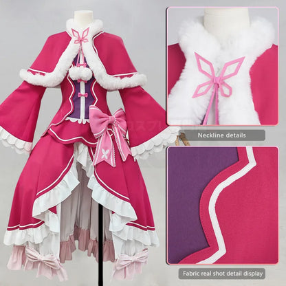 Re:Zero - Beatrice, Cosplay full Outfit (Top, Shawl, Waist bowknot, Skirt&Deco, Hair Accessories, Tights, Collar Accessory)