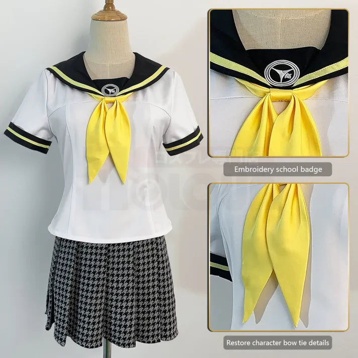 Persona 4 - School Uniform (Kujikawa Rise) Cosplay, full costume (Top, Skirt, bow-knot)