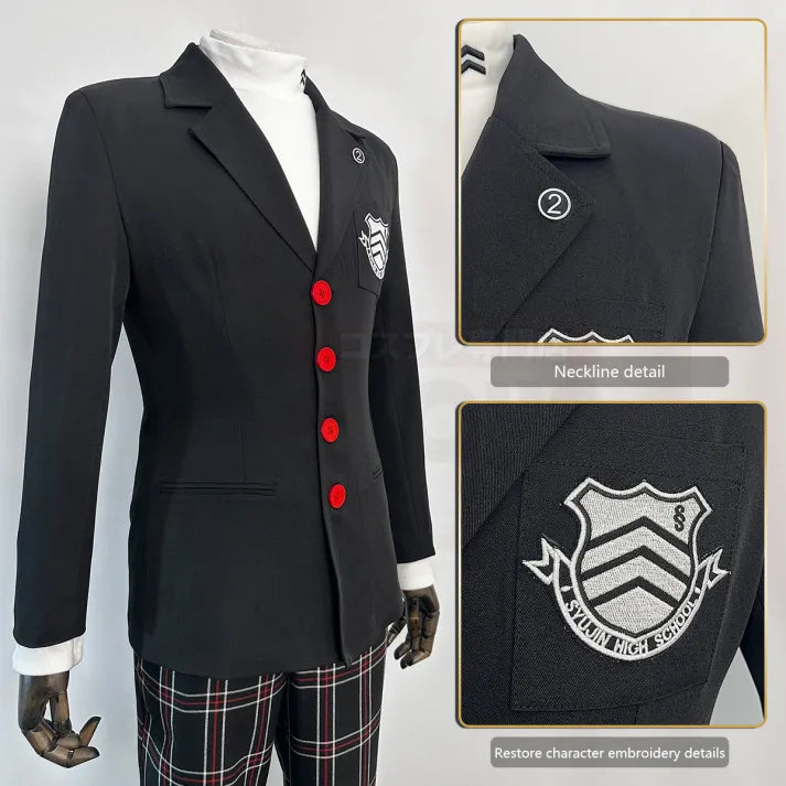Persona 5 - School Uniform (Ren Amamiya, Joker) Cosplay, full costume (Coat, Top, Badge, Pants)