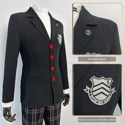 Persona 5 - School Uniform (Ren Amamiya, Joker) Cosplay, full costume (Coat, Top, Badge, Pants)