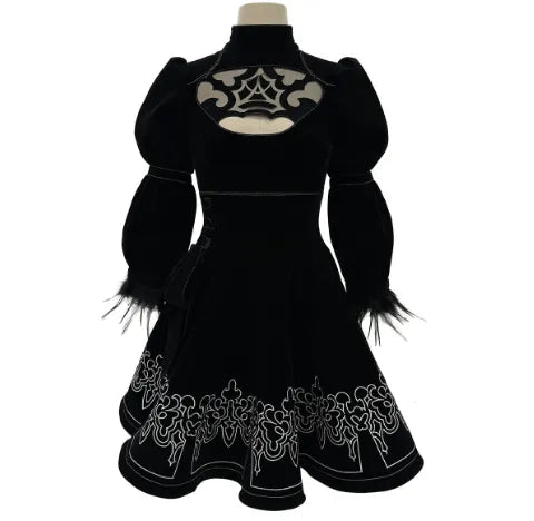 NieR - 2B, Cosplay Full Costume (Kleid, Ärmelstulpen, Strümpfe, Haarband, Augenmaske, Handschuhe))