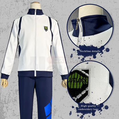 Blue Lock - Sportswear Tracksuit Cosplay ,Costume Full-Zip Pocket Embroidery Hoodie
