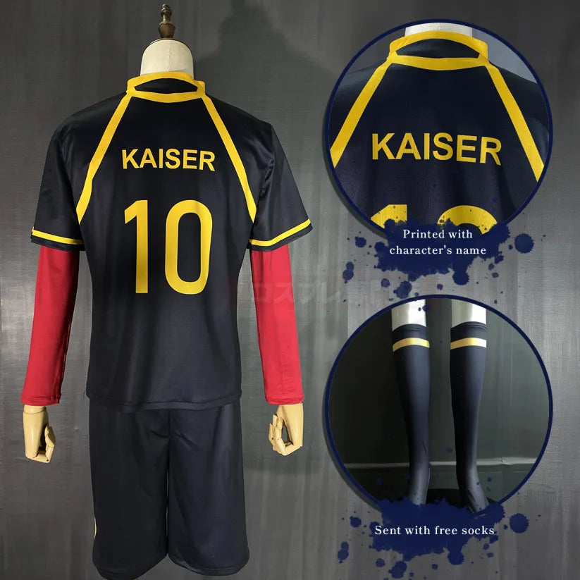 Blue Lock - Michael Kaiser Cosplay, Season 3 Blue Lock Football full Outfit (Shirt, Shorts, Inner shirt, Socks&Glove)