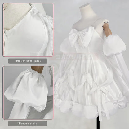 Alien Stage - Sua, Cosplay Full Costume (Kleid, Handschuhe, Kopftuch, transparente Schulterträger, Fliege, Taillenaccessoire)