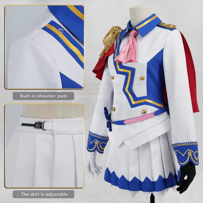 Umamusume - Tokai Teio Cosplay, full outfit (Top, Skirt, Shawl, Shoulder decoration, Belt, Bow tie, Headdress, Gloves)