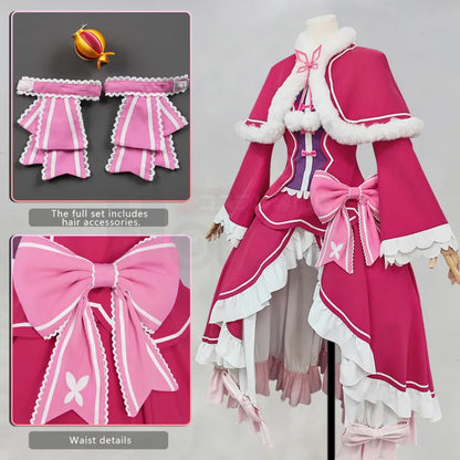 Re:Zero - Beatrice, Cosplay full Outfit (Top, Shawl, Waist bowknot, Skirt&Deco, Hair Accessories, Tights, Collar Accessory)