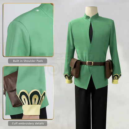Re:Zero - Otto Suwen, Cosplay full Outfit (Umhang, Mantel, Hose, Oberteil, Hut, Hüfttaschen, Fliege, Gürtel)