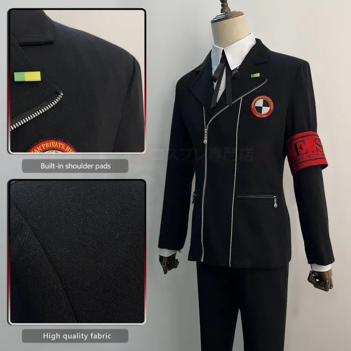 Persona 3 - Gekkoukan High School Uniform (Makoto Yuki) Cosplay, full costume (Bow tie, brooch, shirt, coat, pants, armband)