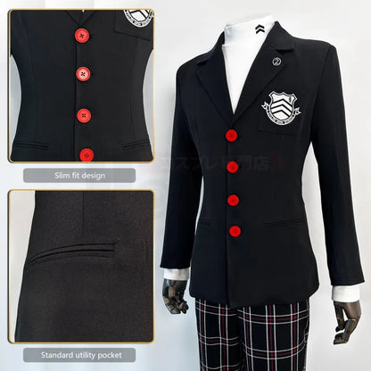 Persona 5 - School Uniform (Ren Amamiya, Joker) Cosplay, full costume (Coat, Top, Badge, Pants)