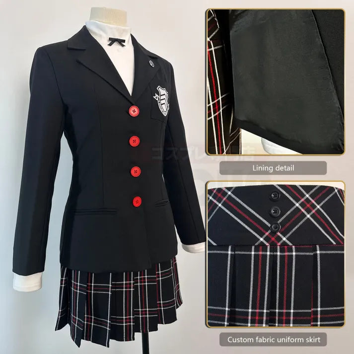 Persona 5 - School Uniform (Kasumi Yoshizawa) Cosplay, full costume (Skirt, Top, Coat, Suspender, Badge)