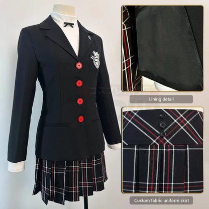 Persona 5 - School Uniform (Kasumi Yoshizawa) Cosplay, full costume (Skirt, Top, Coat, Suspender, Badge)