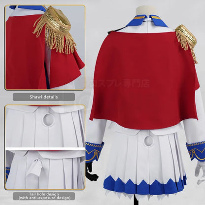 Umamusume - Tokai Teio Cosplay, full outfit (Top, Skirt, Shawl, Shoulder decoration, Belt, Bow tie, Headdress, Gloves)