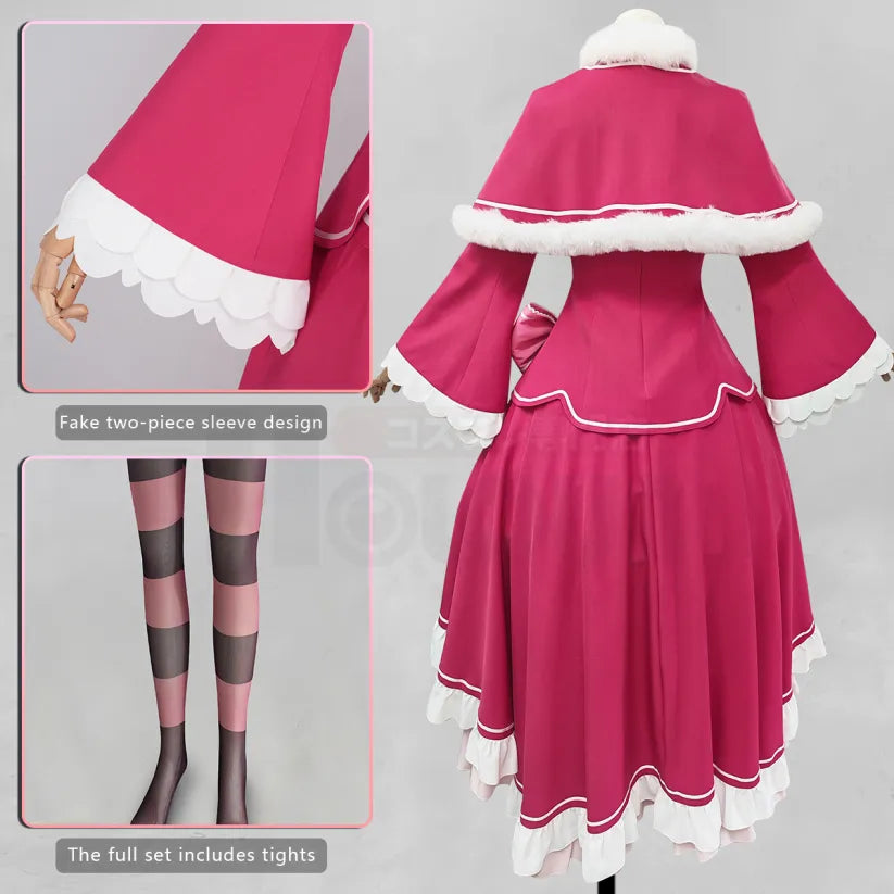 Re:Zero - Beatrice, Cosplay full Outfit (Top, Shawl, Waist bowknot, Skirt&Deco, Hair Accessories, Tights, Collar Accessory)