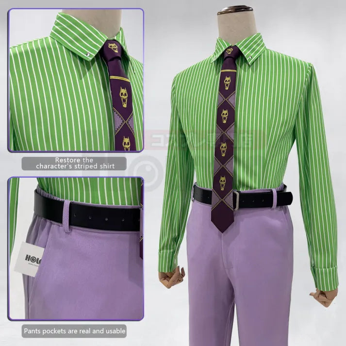 Jojo's Bizarre Adventure - Kira Yoshikage, Cosplay full outfit (Anzug, Hemd, Hose, Krawatte, Gürtel)