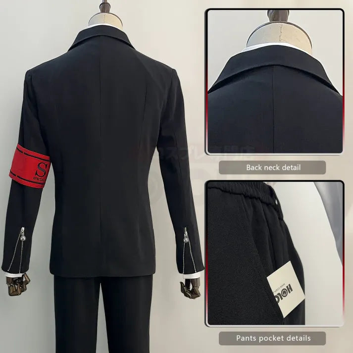 Persona 3 - Gekkoukan High School Uniform (Makoto Yuki) Cosplay, full costume (Bow tie, brooch, shirt, coat, pants, armband)
