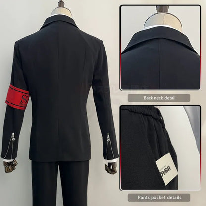 Persona 3 - Gekkoukan High School Uniform (Makoto Yuki) Cosplay, full costume (Bow tie, brooch, shirt, coat, pants, armband)