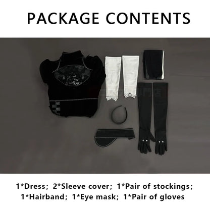 NieR - 2B, Cosplay Full Costume (Kleid, Ärmelstulpen, Strümpfe, Haarband, Augenmaske, Handschuhe))