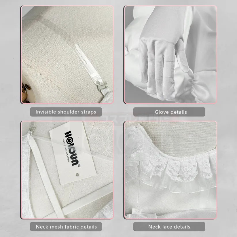 Alien Stage - Sua, Cosplay Full Costume (Kleid, Handschuhe, Kopftuch, transparente Schulterträger, Fliege, Taillenaccessoire)