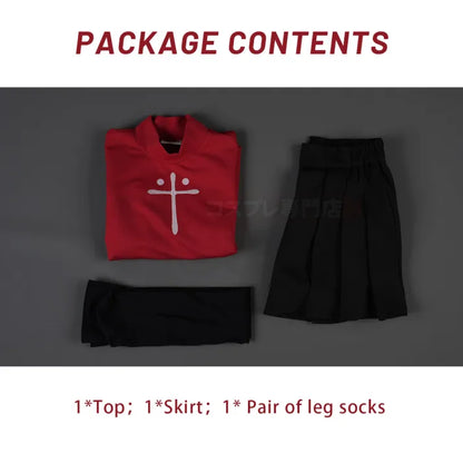 Fate Stay Night - Rin Tohsaka Cosplay, full outfit (Top, Skirt, Socks)