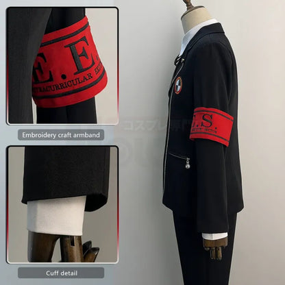 Persona 3 - Gekkoukan High School Uniform (Makoto Yuki) Cosplay, full costume (Bow tie, brooch, shirt, coat, pants, armband)