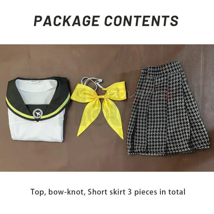 Persona 4 - School Uniform (Kujikawa Rise) Cosplay, full costume (Top, Skirt, bow-knot)