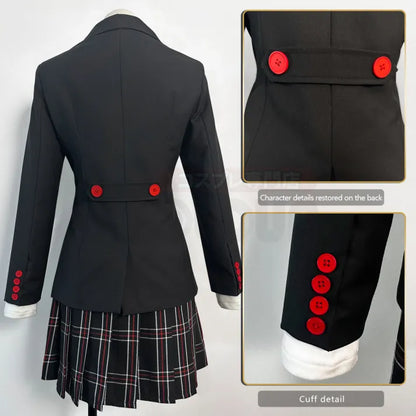 Persona 5 - School Uniform (Kasumi Yoshizawa) Cosplay, full costume (Skirt, Top, Coat, Suspender, Badge)