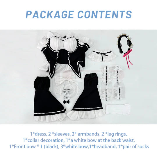 Re: ZERO - Rem Cosplay, Costume Wig Lolita Maid Dress Black White + Headband