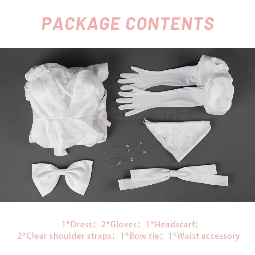 Alien Stage - Sua, Cosplay Full Costume (Kleid, Handschuhe, Kopftuch, transparente Schulterträger, Fliege, Taillenaccessoire)