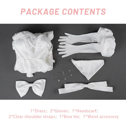 Alien Stage - Sua, Cosplay Full Costume (Kleid, Handschuhe, Kopftuch, transparente Schulterträger, Fliege, Taillenaccessoire)