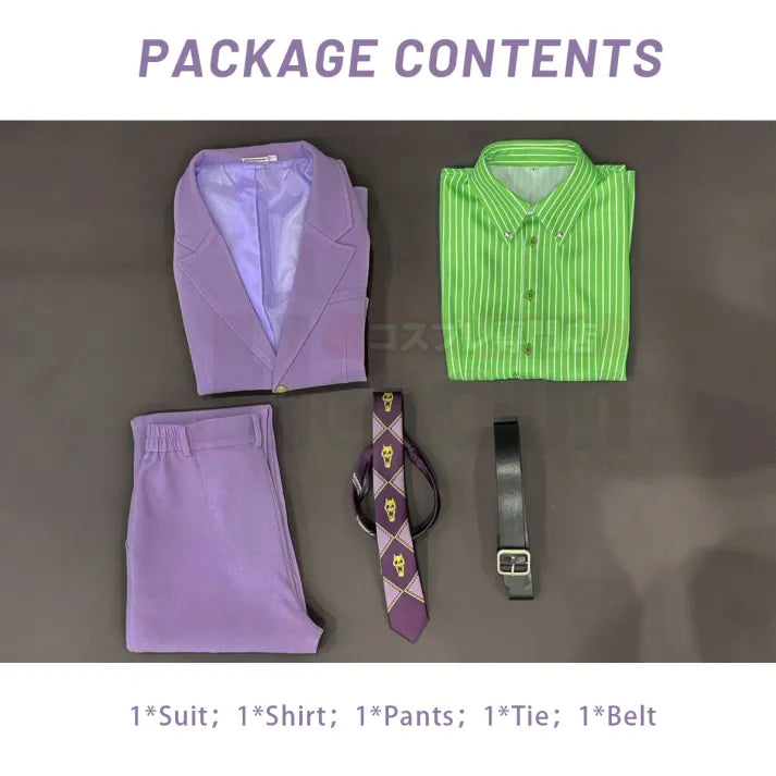 Jojo's Bizarre Adventure - Kira Yoshikage, Cosplay full outfit (Anzug, Hemd, Hose, Krawatte, Gürtel)