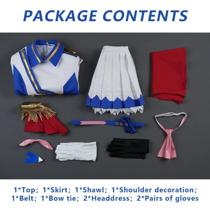 Umamusume - Tokai Teio Cosplay, full outfit (Top, Skirt, Shawl, Shoulder decoration, Belt, Bow tie, Headdress, Gloves)