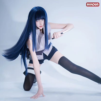 Naruto - Hinata Hyuga, Anime Cosplay Costume Top Shorts Waist Bag