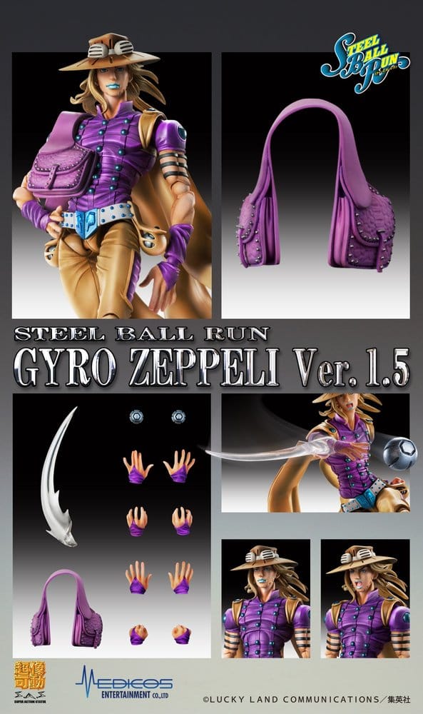 JoJo's Bizarre Adventure - Gyro Zeppeli, Part 7: Steel Ball Run Super Action Actionfigur Chozokado Ver.1.5 16 cm