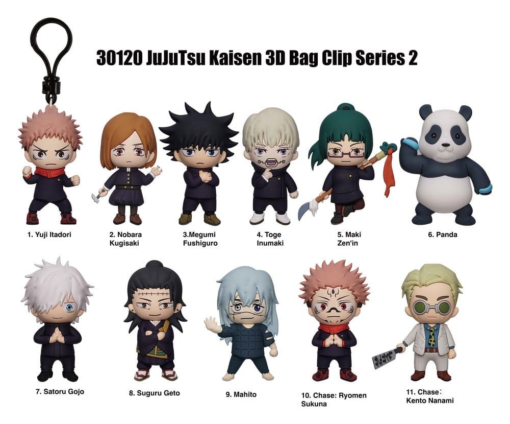 Jujutsu Kaisen - 1 Blind Box, 3D PVC Bag Clips Series 2