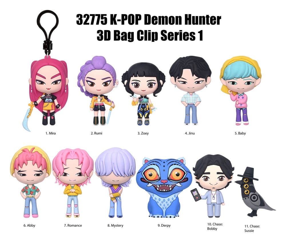 K-Pop Demon Hunters - 1 Blind Bag, 3D PVC Bag Clips Series 1