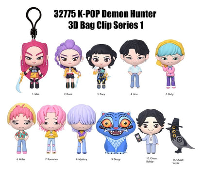K-Pop Demon Hunters - 1 Blind Bag, 3D PVC Bag Clips Series 1
