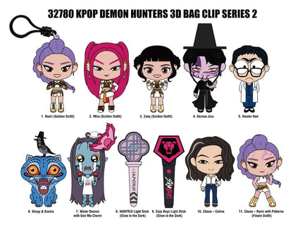KPop Demon Hunters - 1 Blind Bag, 3D PVC Bag Clips Series 2