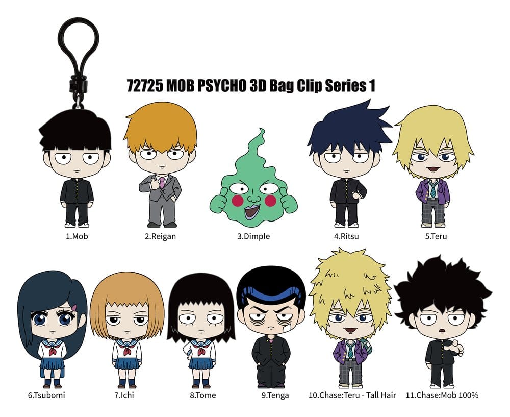 Mob Psycho 100 - 1 Blind Bag, 3D PVC Bag Clips Series 1