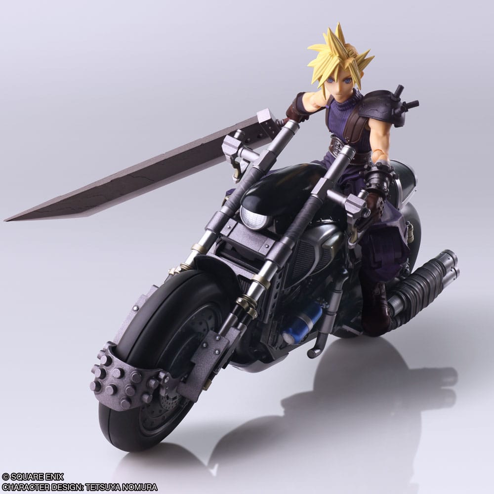 Final Fantasy VII - Cloud Strife & Hardy-Daytona Bring Arts Actionfigur und Fahrzeug 15 cm
