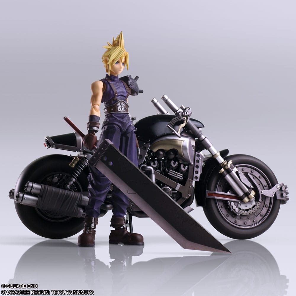 Final Fantasy VII - Cloud Strife & Hardy-Daytona Bring Arts Actionfigur und Fahrzeug 15 cm