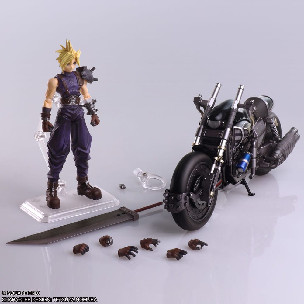 Final Fantasy VII - Cloud Strife & Hardy-Daytona Bring Arts Actionfigur und Fahrzeug 15 cm