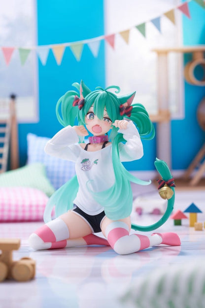 Hatsune Miku - Hatsune Miku Cat Ear, PVC Statue Desktop Cute Figure T-Shirt Ver. 13 cm